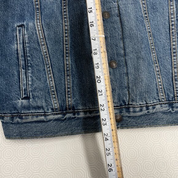 LEVI'S Premium Big E Denim Sherpa Lined Snap Button Front Trucker Jacket Women S - Picture 7 of 14